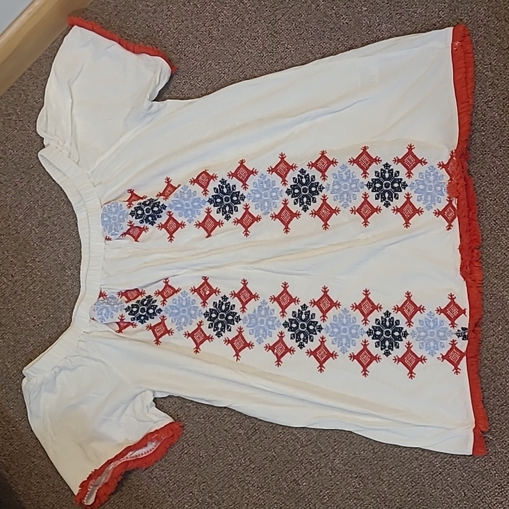 Cross stitch Top ❤️🩵